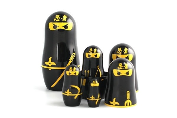 Ninja 5 Pc Matryoshka Russian Nesting Dolls Hand Made Wooden Gift Toy Hand Painted 5 pc Set 