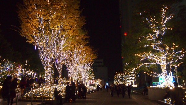 December Christmas & winter illumination on Shinjuku Southern Terrace, Tokyo, Japan
