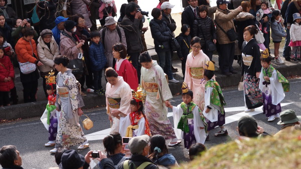 Women wearing traditional kimono during a procession at Nara festival, Japan