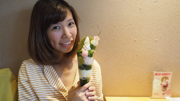 Green tea parfait at Itoh Kyuemon at Uji in Kyoto, Japan